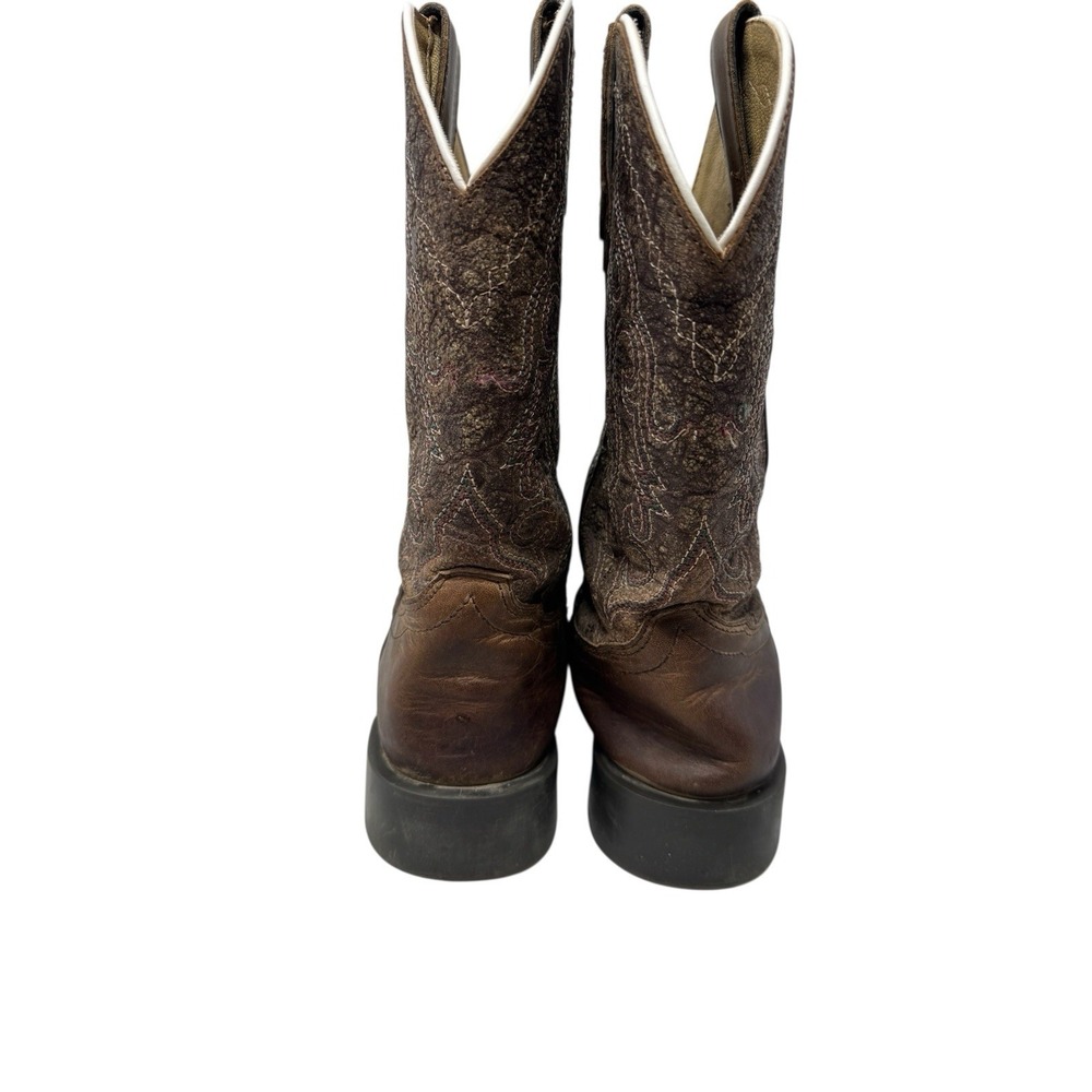 🔥Smoky Mountain 🤎Women Sz 6.5 (Youth 5) Brown Leather Western Boots Distressed - Picture 5 of 9